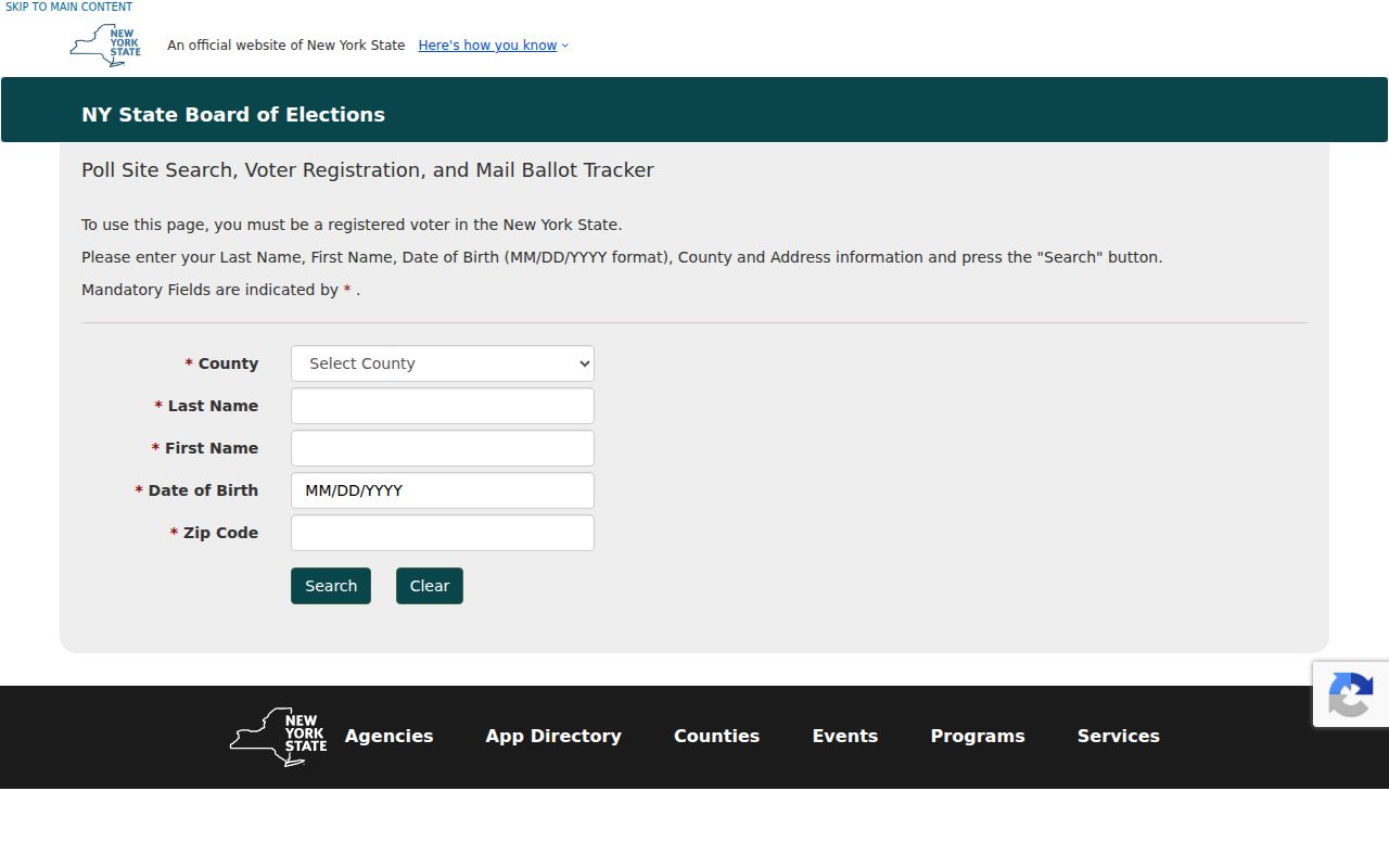 Town of Webster residents directory New York VoterLookUp form