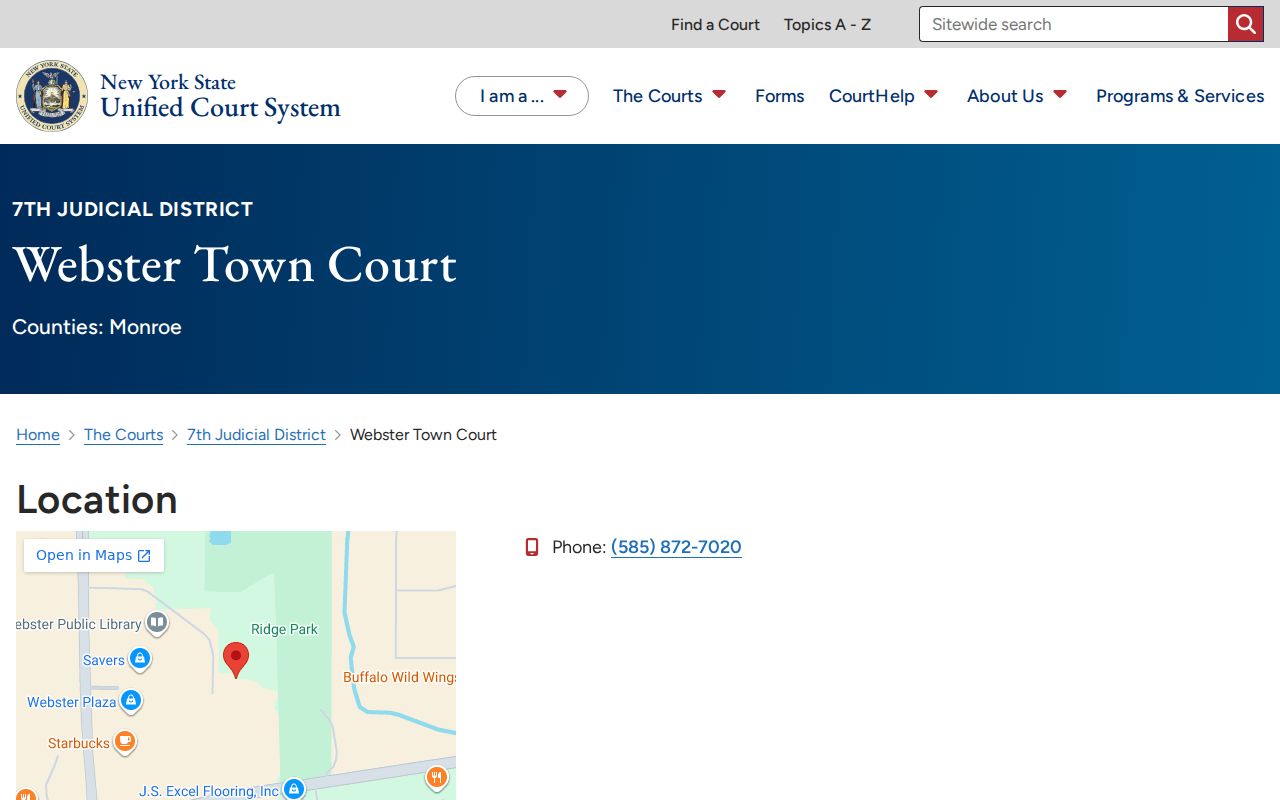 Town of Webster residents directory Webster Town Court records source